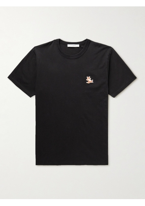 Maison Kitsuné - Logo-Appliquéd Cotton-Jersey T-Shirt - Men - Black - XS