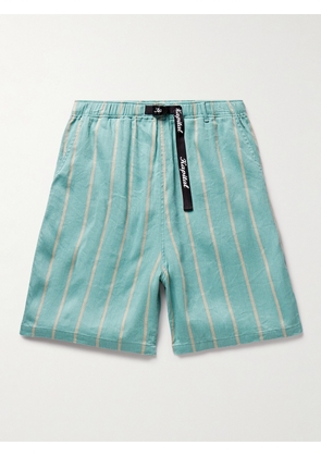 KAPITAL - Phillies Straight-Leg Striped Belted Linen and Cotton-Blend Shorts - Men - Blue - 2