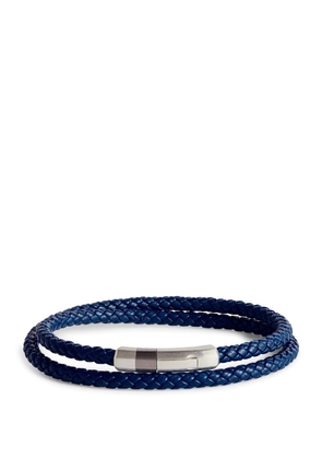 Tateossian Leather Double-Wrap Braided Bracelet
