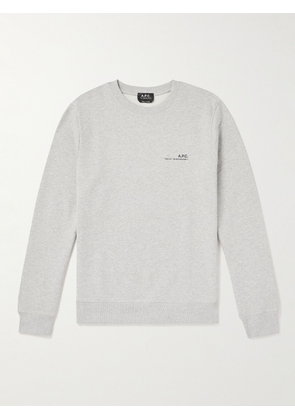 A.P.C. - Item Logo-Print Cotton-Jersey Sweatshirt - Men - Gray - XS