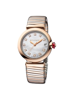 Bvlgari Rose Gold, Stainless Steel And Diamond Lvcea Tubogas Watch 33Mm