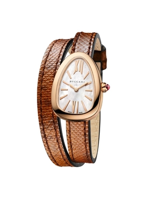 Bvlgari Rose Gold And Mother-Of-Pearl Serpenti Watch 32Mm