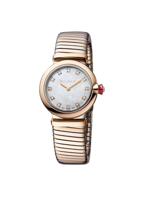 Bvlgari Rose Gold, Stainless Steel And Diamond Lvcea Tubogas Watch 28Mm
