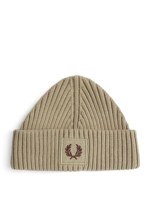 Fred Perry Cotton Ribbed Logo Beanie