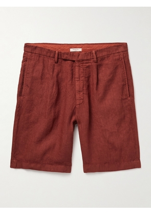 Boglioli - Straight-Leg Pleated Linen Shorts - Men - Red - IT 46