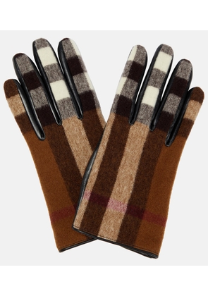 Burberry Checked paneled wool gloves