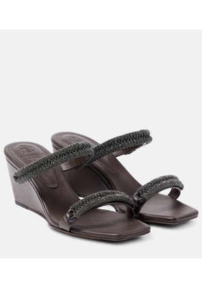 Brunello Cucinelli Leather wedge sandals