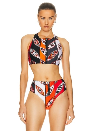 Emilio Pucci Bikini Top in Arancio & Rosso - Orange. Size XS (also in ).