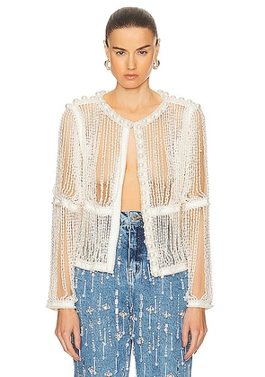 PatBO Fully Beaded Jacket in White - White. Size all.