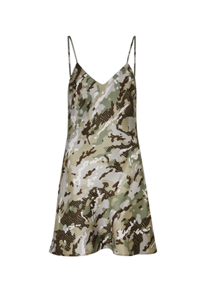 Amiri Camouflage-print Satin Mini Dress - Green - XS
