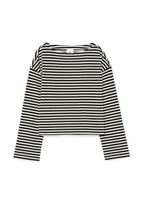 G. Label by goop Marney French-Striped Shirt in Ivory/Black, Small