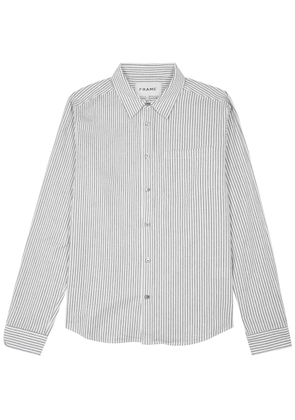 Frame Striped Brushed Cotton Shirt - Black - XL