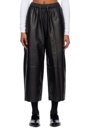Teurn Studios Black Wide-Leg Leather Trousers
