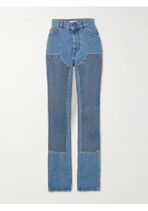 AREA - Crystal-embellished High-rise Straight-leg Jeans - Blue - 25,26,27,28