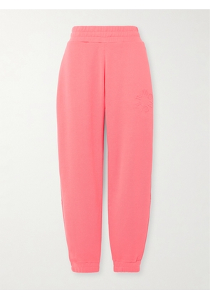 Moncler - Embossed Cotton-jersey Tapered Track Pants - Pink - xx small,x small,small,medium,large
