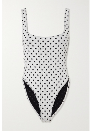Leslie Amon - Cindy Polka-dot Seersucker Swimsuit - White - XL,XS/S,M/L