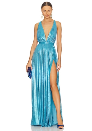 retrofete Tova Lame Dress in Blue. Size M.