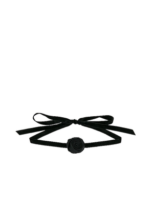Lele Sadoughi Silk Rosette Ribbon Choker in Black.