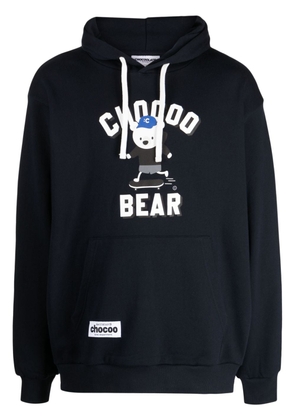 CHOCOOLATE bear-print cotton hoodie - Blue