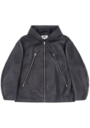 MM6 Maison Margiela hooded leather jacket - Black