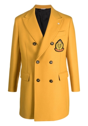 Manuel Ritz logo-patch double-breasted coat - Yellow