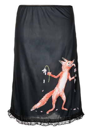 Maison Kitsuné Oly fox print midi skirt - Black