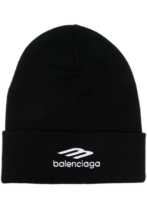 Balenciaga logo-embroidered sports-icon beanie - Black
