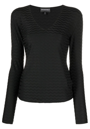 Emporio Armani chevron-pattern V-neck T-shirt - Black