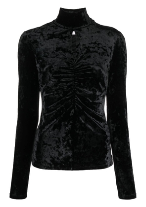 Patrizia Pepe velour ruched long-sleeve top - Black