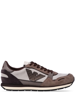 Emporio Armani eagle-patch suede-panelled sneakers - Neutrals