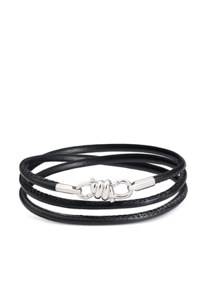 Dodo sterling silver Nodo leather bracelet - Black