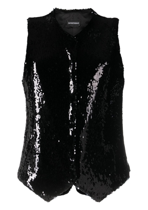 Emporio Armani V-neck sequinned vest - Black