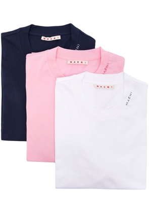 Marni logo-embroidered cotton T-shirt (pack of three) - Pink