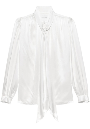 FRAME Femme silk tied-neck top - White