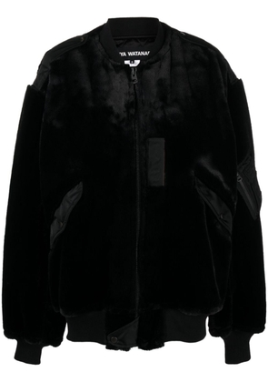 Junya Watanabe zip-up velour bomber jacket - Black
