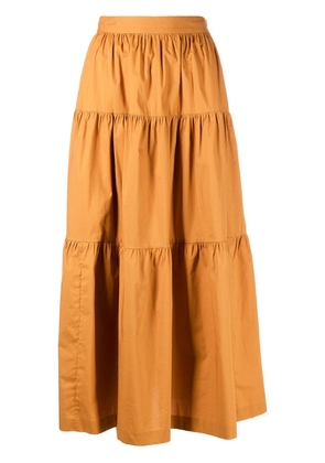 STAUD tiered high-waisted skirt - Brown