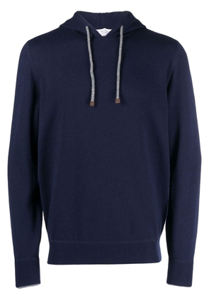 Brunello Cucinelli drawstring cashmere hoodie - Blue