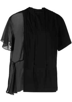 sacai asymmetric-design cotton top - Black