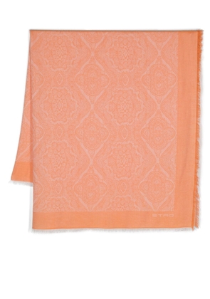 ETRO paisley-jacquard frayed scarf - Orange