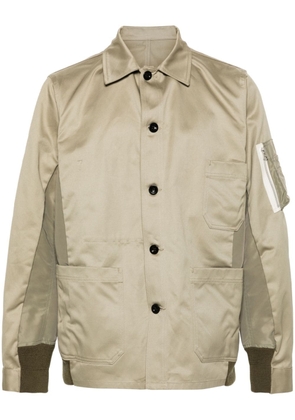 sacai panelled twill shirt jacket - Neutrals