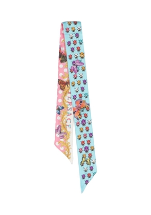 Versace Butterflies-print scarf tie - Blue