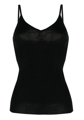 CHANEL Pre-Owned 1995 CC-embroidered ribbed tank top - Black
