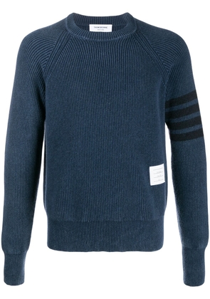 Thom Browne garment-dyed 4-bar pullover - Blue