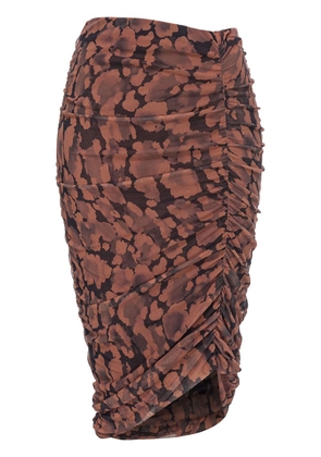 PINKO abstract-print ruched skirt - Brown