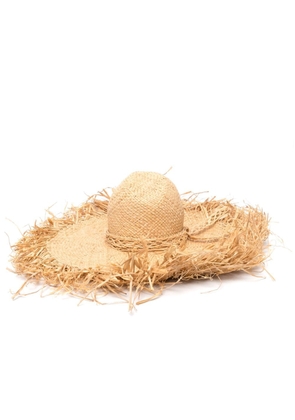 Gigi Burris Millinery oversized-brim frayed hat - Neutrals