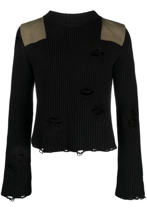 MM6 Maison Margiela distressed-effect knit jumper - Black