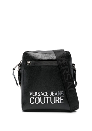 Versace Jeans Couture logo-lettering faux-leather messenger bag - Black
