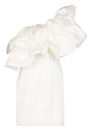 Solace London Finley ruffled one-shoulder mini dress - White