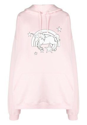 VETEMENTS graphic-print cotton hoodie - Pink