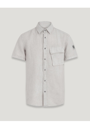 Belstaff Scale Short Sleeve Shirt Men's Garment Dyed Linen Cloud Grey Size S